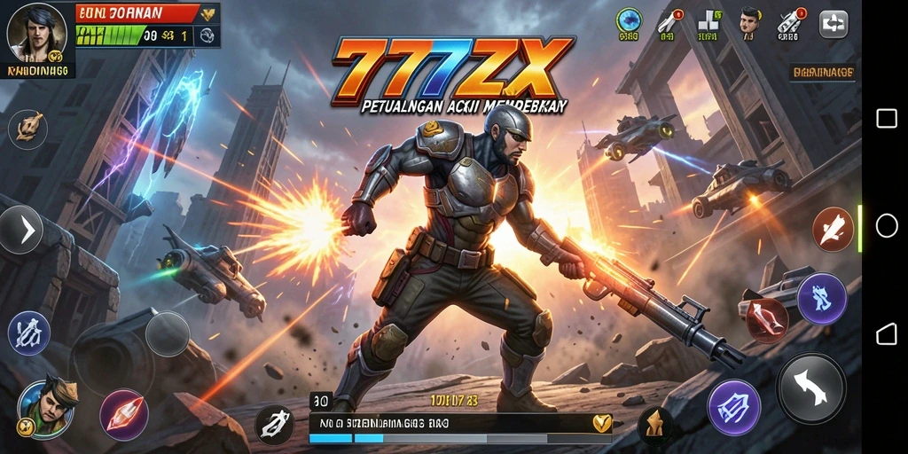 Skrinsut utama 777ZX menampilkan gameplay aksi yang intens dan mendebarkan.
