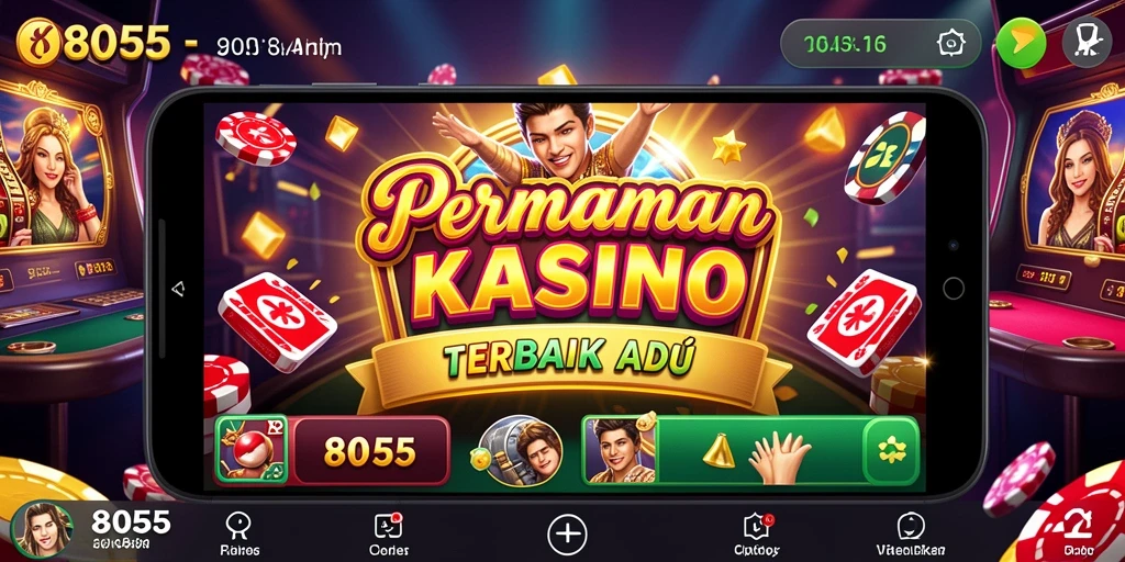 Screenshot dari gameplay mendebarkan di aplikasi Kasino 8055.