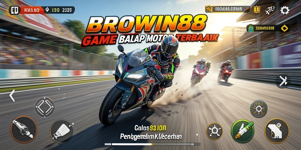Tampilan gameplay seru balapan motor di BROWIN88.