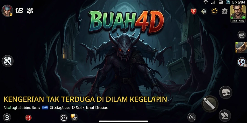 Tangkapan layar gameplay BUAH4D yang menampilkan suasana kegelapan dan kengerian.
