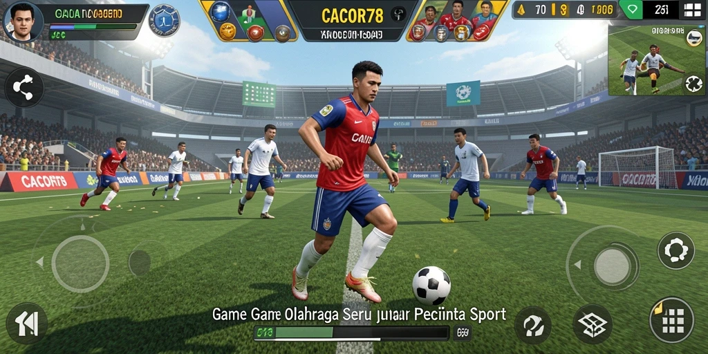 Tampilan gameplay menegangkan di CACOR78 yang memperlihatkan aksi olahraga seru.