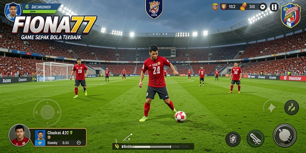 Screenshot gameplay FIONA77 yang menampilkan aksi pertandingan sepak bola.