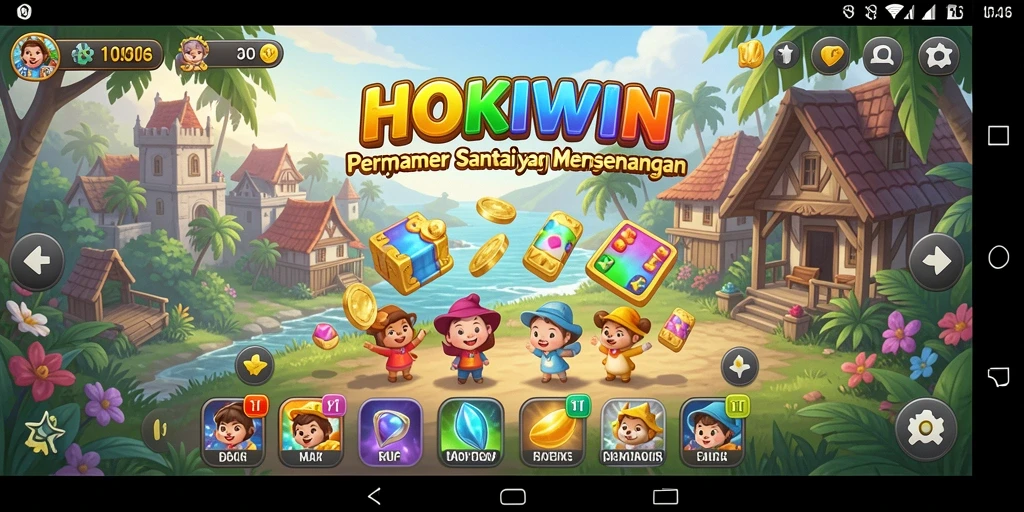 Tampilan gameplay HOKIWIN yang penuh warna dan menyenangkan.
