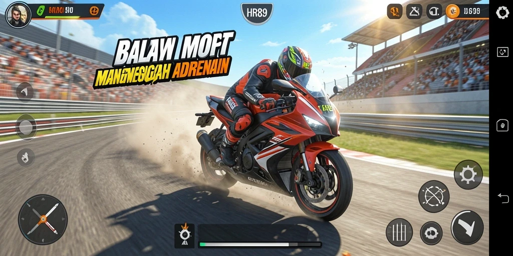 Tampilan gameplay seru dari game Motor Racing HR89.