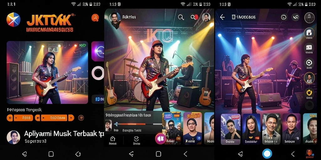 Tampilan gameplay JKTOK dengan berbagai genre musik yang menarik.