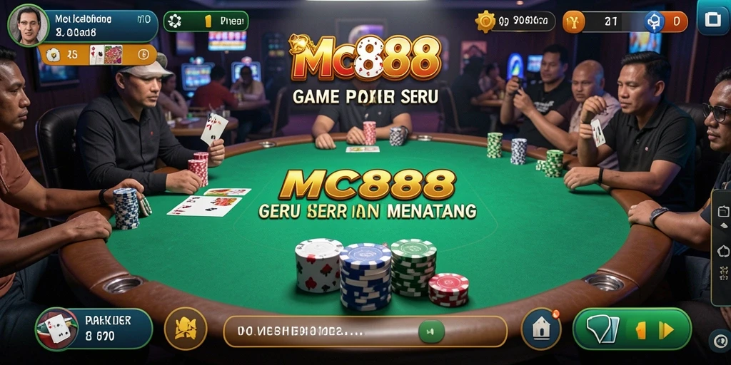 Screenshot gameplay Poker MC888 dengan pemain yang bersaing.