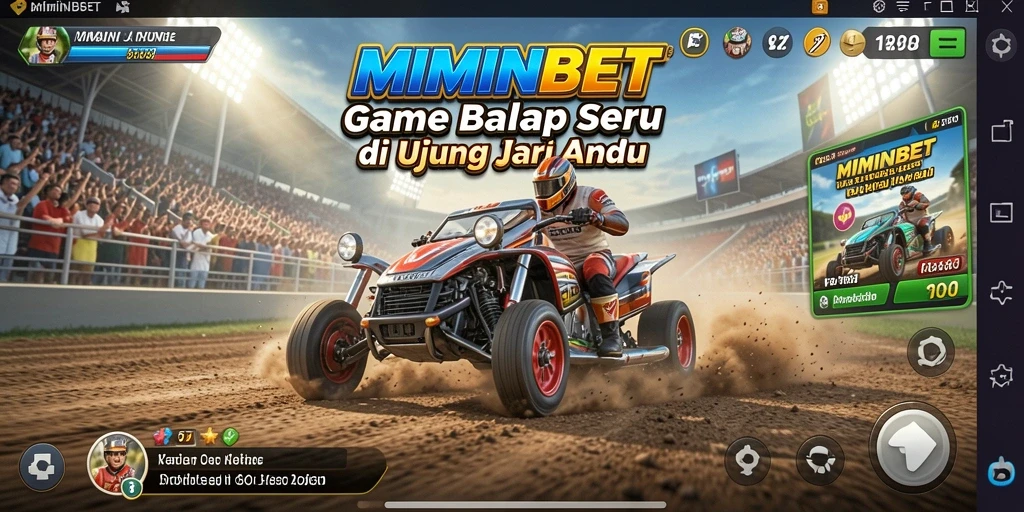 Tampilan gameplay MIMINBET yang penuh aksi saat balapan.