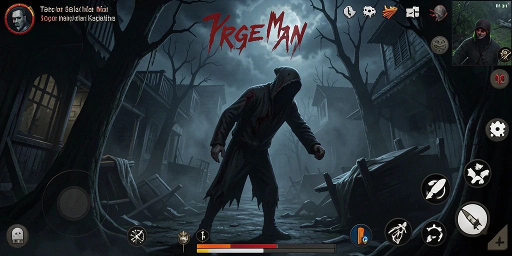 Screenshot gameplay PP123 menampilkan suasana horor yang mencekam.