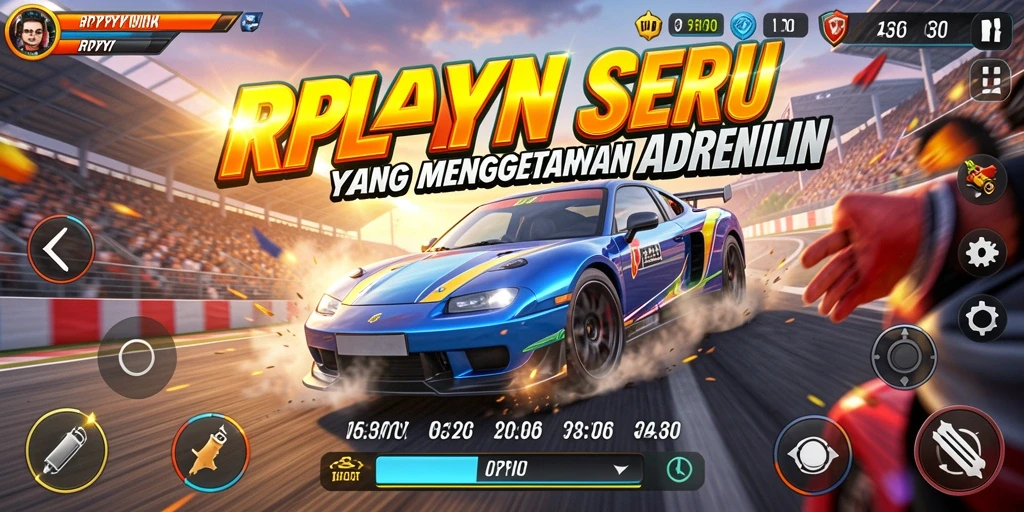 Gameplay RPYYY menampilkan balapan cepat dan mendebarkan di lintasan berwarna-warni.