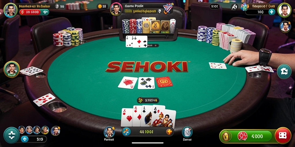 Screenshot SEHOKI menunjukkan gameplay Poker yang mengasyikkan dan menegangkan.